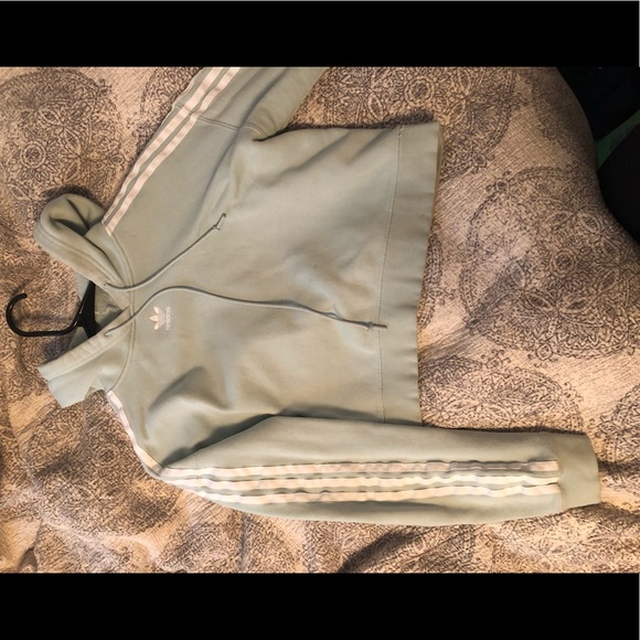 Sea foam green cropped Adidas hoodie: xs - Picture 2 of 3